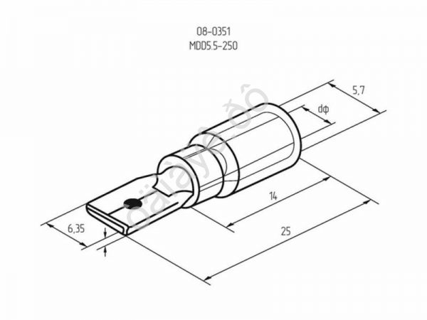 Клемма с изол. 6,3 (П) REXANT (100шт) VМ5,5-250