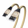 Дата-кабель универ. USB--Type-C, 1м,2А, кожаная оплётка, золотистый Дата-кабель универ. USB--Type-C, 1м,2А, кожаная оплётка, золотистый