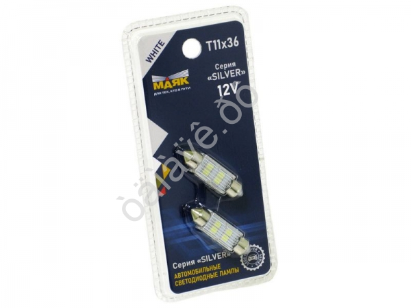 Светодиод 12V T11x36 4SMD(2835) SV8.5/8 WHITE SILVER SL05