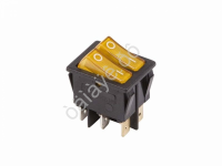 Переключатель 250V 15А (6с) ON-OFF желтый с подсветкой ДВОЙНОЙ (RWB-511, SC-797) REXANT