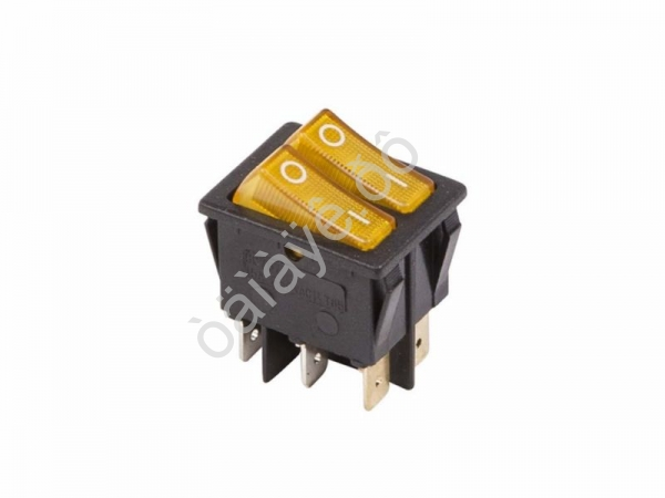 Переключатель 250V 15А (6с) ON-OFF желтый с подсветкой ДВОЙНОЙ (RWB-511, SC-797) REXANT