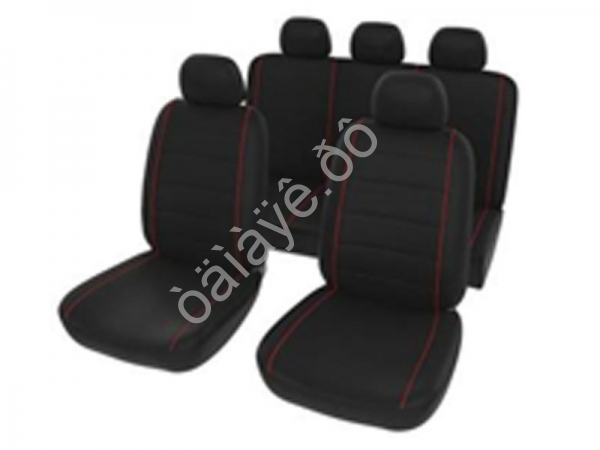 Чехлы на сиденья 9пр., черные+2 красных нити М5, Lines series /1/10_