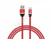 Дата-кабель универ. USB--Type-C, 1м,3А,быстрая зарядка QC3.0, тканевая оплётка, красный