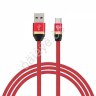 Дата-кабель универ. USB--Type-C, 1м,3А,быстрая зарядка QC3.0, тканевая оплётка, красный