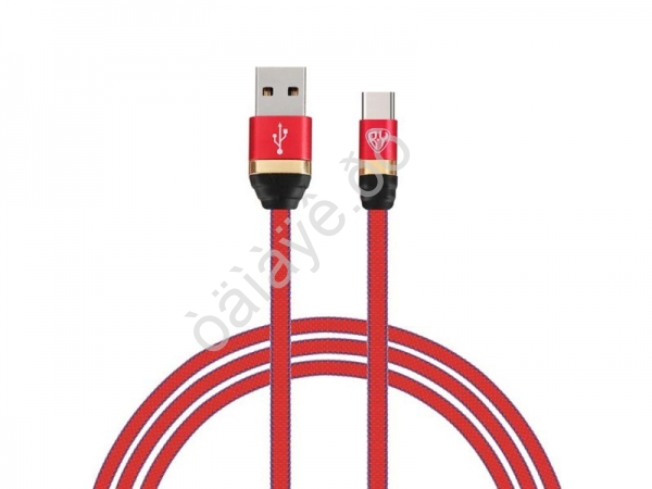Дата-кабель универ. USB--Type-C, 1м,3А,быстрая зарядка QC3.0, тканевая оплётка, красный