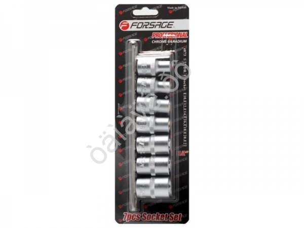 Головки Е-профиль, набор 7пр., 1/2" (E10, E12, E14, E16, E18, E20, E22) Forsage