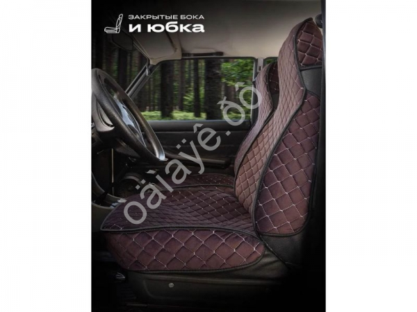 Чехлы для 2107 перед, велюр, с закрытыми боками и юбкой, коричневый Чехлы для 2107 перед, велюр, с закрытыми боками и юбкой, коричневый