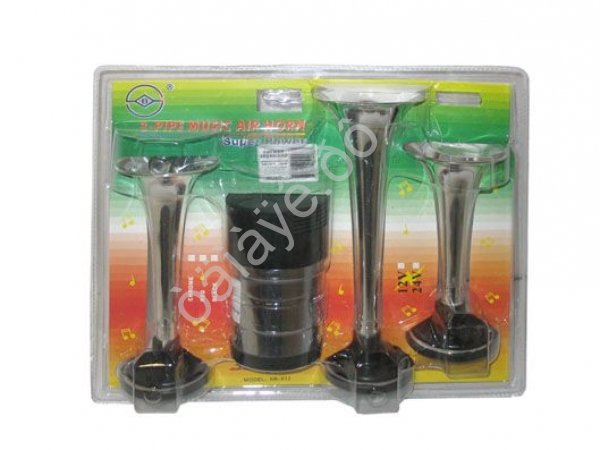 Сигнал звуковой воздушный 3-х рожковый хром 12В МТ  1/10_