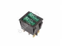 Переключатель 250V 15А (6с) ON-OFF зеленый с подсветкой ДВОЙНОЙ (RWB-511, SC-797) REXANT