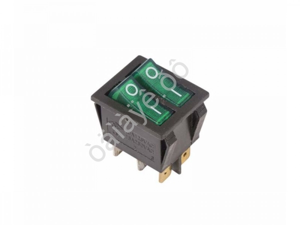 Переключатель 250V 15А (6с) ON-OFF зеленый с подсветкой ДВОЙНОЙ (RWB-511, SC-797) REXANT
