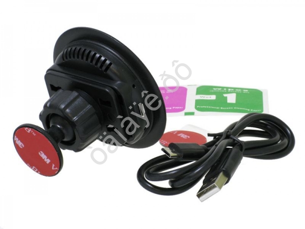 Держатель телефона на панель механический с беспроводной зарядкой, черный