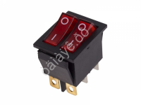Переключатель 250V 15А (6с) ON-OFF красный с подсветкой ДВОЙНОЙ (RWB-511, SC-797) REXANT