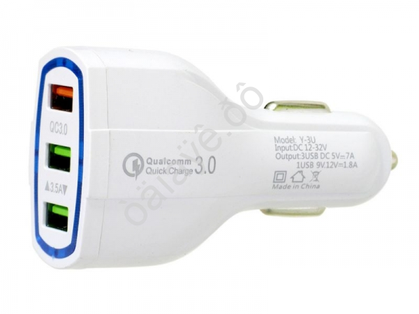 АЗУ в прикуриватель  3хUSB Qualcomm MLE-18  3A быстрая зарядка