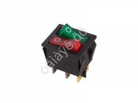 Переключатель 250V 15А (6с) ON-OFF красный/зеленый с подсветкой ДВОЙНОЙ (RWB-511) REXANT