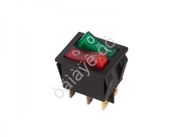 Переключатель 250V 15А (6с) ON-OFF красный/зеленый с подсветкой ДВОЙНОЙ (RWB-511) REXANT