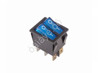 Выключатель клавишный 250V 15А (6с) ON-OFF синий с подсветкой ДВОЙНОЙ (RWB-511, SC-797) REXANT