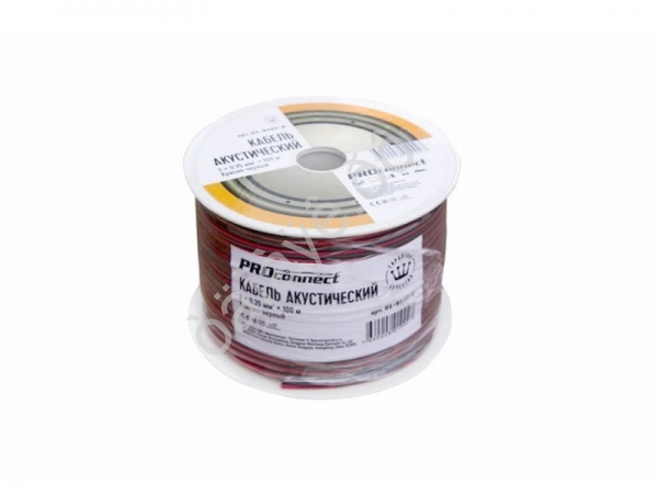 Провод двойной  2х0.35мм, кр./черн. 100м. PROCONNECT /1/8