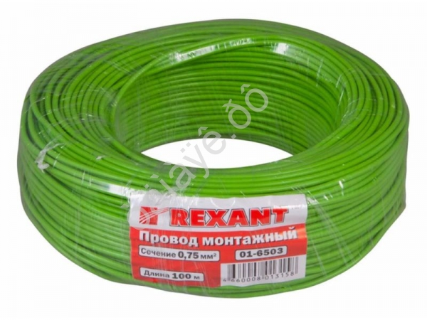 Провод  одинарный (0,75) REXANT зеленый (100м) 1/10