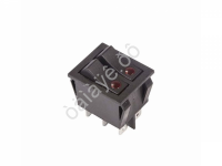 Переключатель 250V 15А (6с) ON-OFF черный с подсветкой ДВОЙНОЙ (RWB-512, SC-797) REXANT