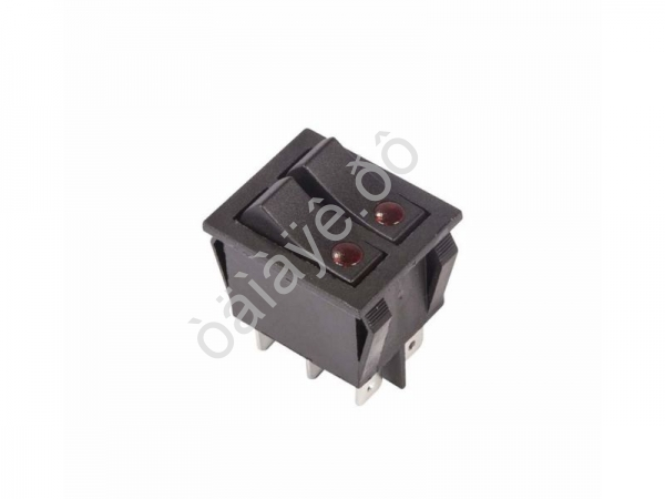 Переключатель 250V 15А (6с) ON-OFF черный с подсветкой ДВОЙНОЙ (RWB-512, SC-797) REXANT