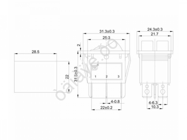 Переключатель 250V 15А (6с) ON-OFF черный с подсветкой ДВОЙНОЙ (RWB-512, SC-797) REXANT