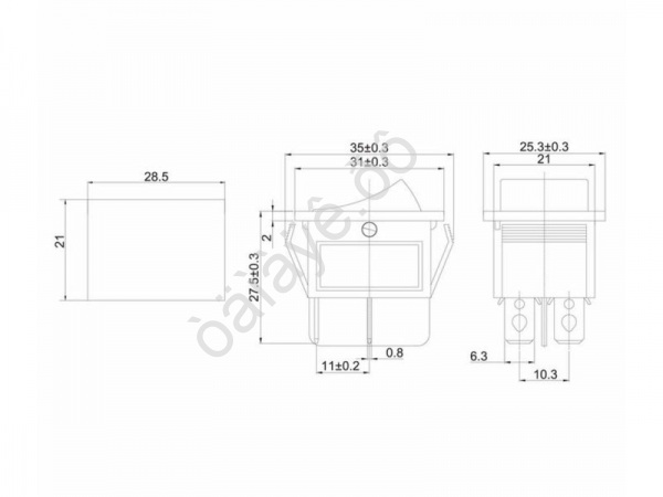 Переключатель 250V 16А (4с) ON-OFF желтый с подсветкой (RWB-502, SC-767, IRS-201-1) REXANT