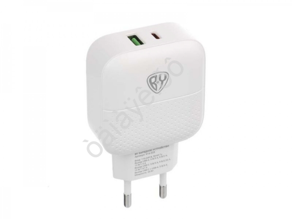СЗУ 220В, Модерн, Быстрая зарядка QC3.0+TYPE-C PD, 20 Вт, белый, BY