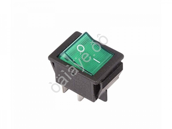 Выключатель клавишный 250V 16А (4с) ON-OFF зеленый с подсветкой (RWB-502, SC-767, IRS-201-1) REXANT
