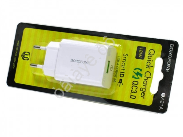СЗУ 220В, 1USB 3.0 Quick Charger, белый BA21A (83шт в уп) Borofone