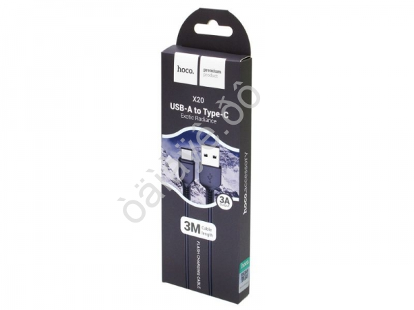Дата-кабель USB-Type-C 3м, 2А, черный HOCO X20 (30шт в уп) Hoco