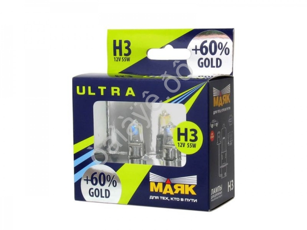 Лампа МАЯК ULTRA H3 12V 55W Pk22,5s GOLD +60%