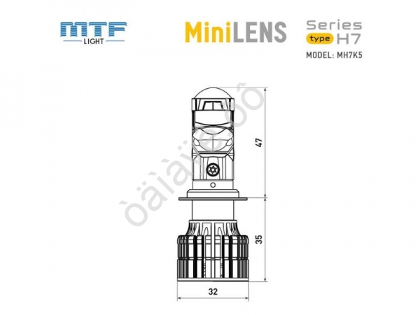 Светодиодные линзы MTF LIGHT серии MiniLENS H7, 12/24V, 55W, 6000K, 4000LM, к-т.