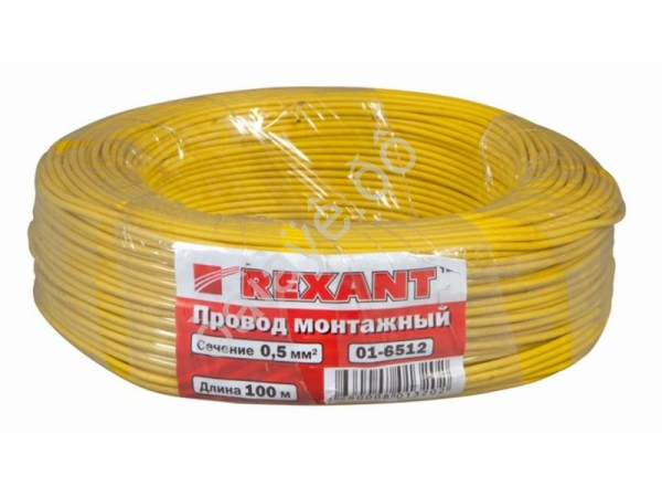 Провод  одинарный (0,5) REXANT желтый (100м)1/10