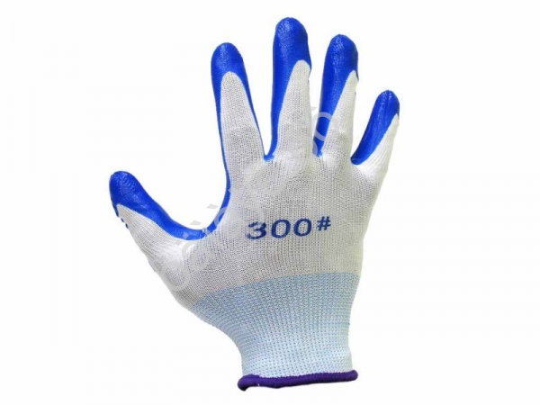 Перчатки нейлоновые  с нитриловым обливом (синие) /12/300