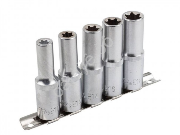 Набор головок 1/2" глубокие Е-профиль5пр (E10, E12, E14, E16, E18) Forsage
