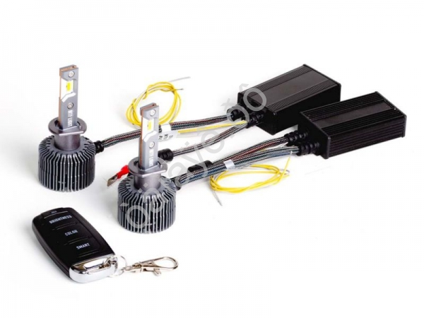 Светодиодные лампы MTF LIGHT серии DIGITAL LIGHTING Н1, 12V, 55W, 4500lm, 3000-7000K, управление со смартфона, аналоговое и пульт ДУ, к-кт.
