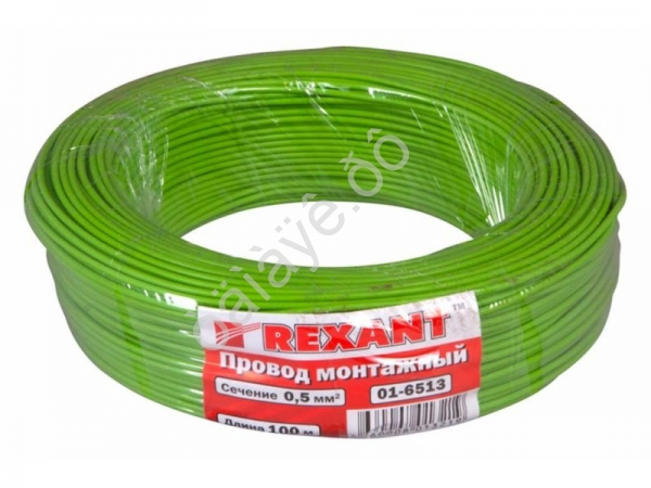Провод  одинарный (0,5) REXANT зеленый (100м) 1/10