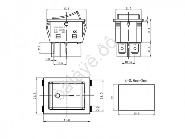 Переключатель 250V 30А (4с) ON-OFF красный с подсветкой (RWB-502)  REXANT