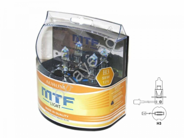 Набор ламп MTF H3 12V55W Aurum 3000K (Корея)