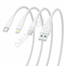 USB кабель 3в1 USB(A)-Type-C/microUSB/iP BY Base, 18W, 1,2 м, 3A, PVC, белый