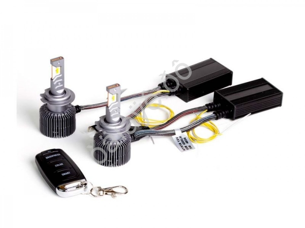 Светодиодные лампы MTF LIGHT серии DIGITAL LIGHTING Н7/Н18, 12V, 55W, 4500lm, 3000-7000K, управление со смартфона, аналоговое и пульт ДУ, к-кт.