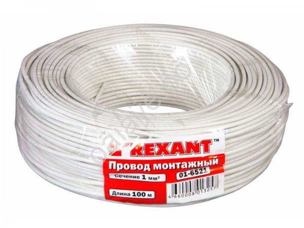 Провод  одинарный (1,0)  REXANT белый (100м) /1/8