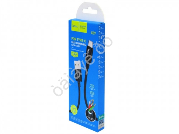 Дата-кабель универ. USB--Type-C 1м, 2,4А, нейлоновая оплетка, черный X89 Hoco