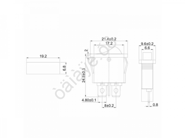Переключатель 250V 6A (2c) ON-OFF красный Mini/10