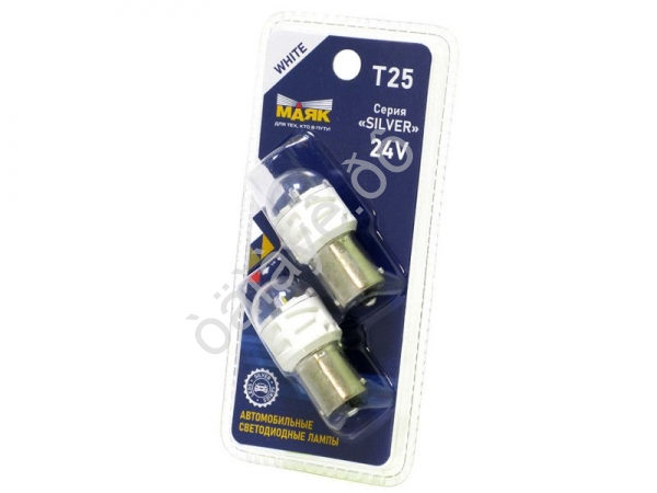 Светодиод 24V T25 6SMD(2835) BA15s WHITE SILVER SL22
