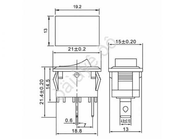 Переключатель 250V 6А (2с) ON-OFF черный Mini (RWB-201, SC-768) REXANT